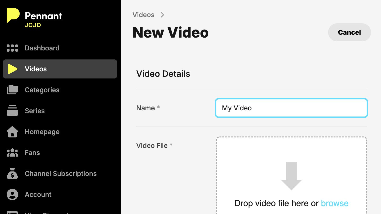 Upload new video